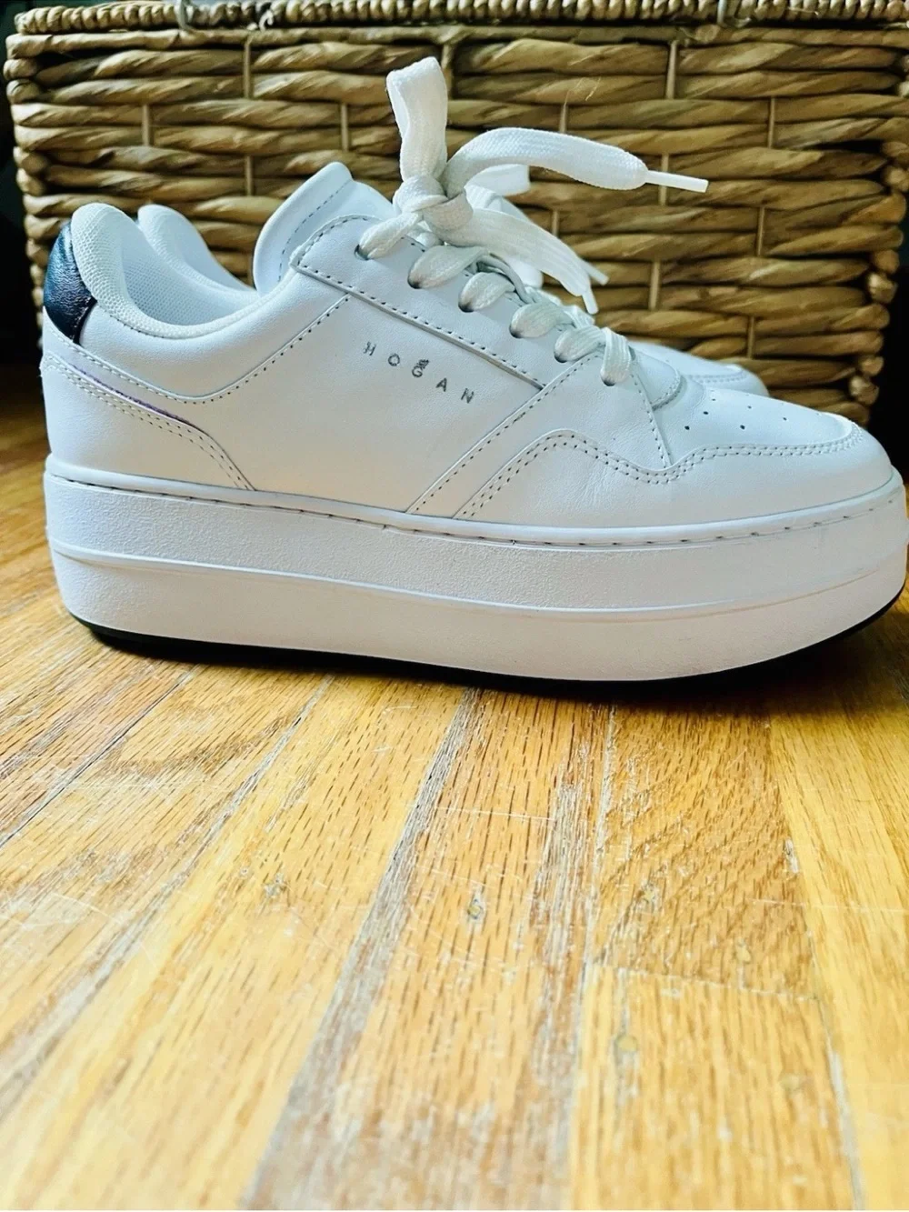 Hogan H670 Skyscraper White Leather Flatform Sneakers Size 36 Made in Italy